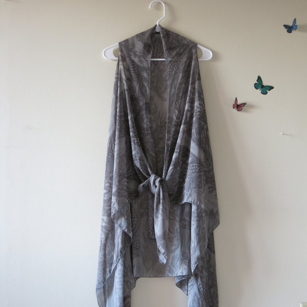 G Brand Coral Under Water Nature Polyester Chiffon 1 Size Fits All Gray Top